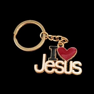 Keychain I LOVE JESUS enamel Keyring bag charm key fob
